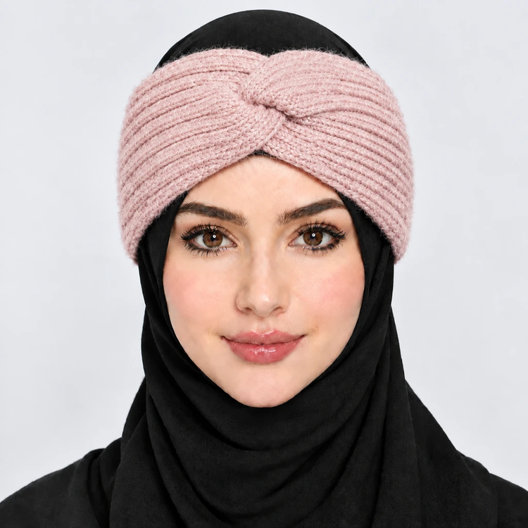 هدبند بافت زنانه مدل گرهای (پاپیونی) برند کانفی – رنگ صورتی کالباسی (Blush Pink)